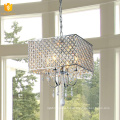 Moderne chambre carrée lustre pendentif lumière argent cristal maison éclairage